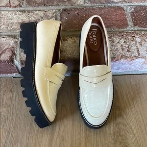 Franco Sarto Off-White Loafers with Black Soles